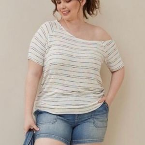 Torrid off shoulder PRIDE 🌈 RAINBOW striped knitted top